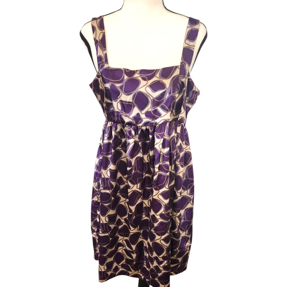Vertigo Paris Sleeveless A-line Purple Geometric Mini Dress Pockets Size Medium - Picture 2 of 9